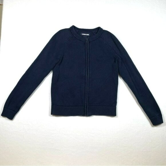 Land’s End Other - Land's End Girls Cotton Modal Zip Front Cardigan Sweater Size 7-8 Thick Warm